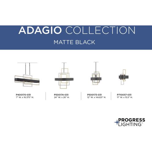 Adagio 6 Light 38 inch Matte Black Island Chandelier Ceiling Light, Design Series